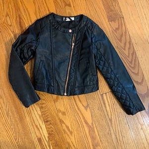 H&M girls black leather jacket size 7-8